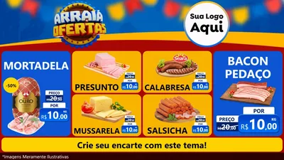 Modelo de TV para TV Horizontal com o tema Arraiá de Ofertas - Junina para Frios e Laticínios
