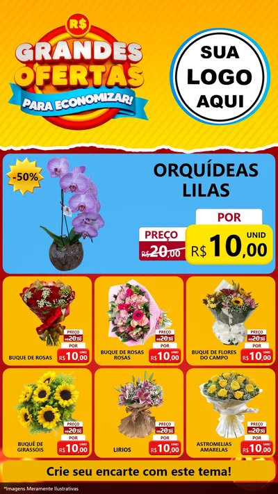 Modelo de Rede Social para Stories com o tema Grandes Ofertas Para Economizar! para Floricultura e jardim