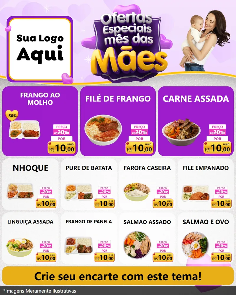 Modelo de Rede Social para Feed Instagram com o tema Ofertas Especiais - Mês das Mães para Restaurante