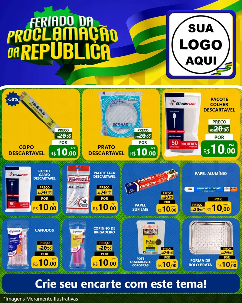 Modelo de Rede Social para Feed Instagram com o tema Feriado da Proclamação da República para Embalagens