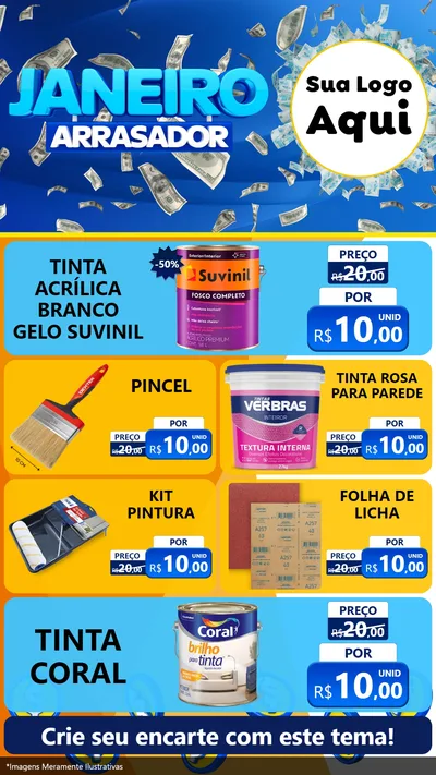 Modelo de TV para TV Vertical com o tema Janeiro Arrasador para Tintas e Ferramentas