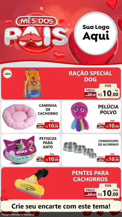 Modelo de TV para TV Vertical com o tema Mês dos Pais para Pet Shop
