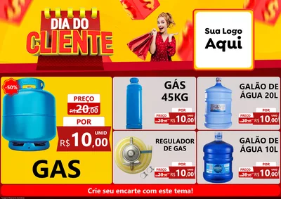 Modelo de Encarte para Encarte A4 Horizontal com o tema Dia do Cliente para Água e gás