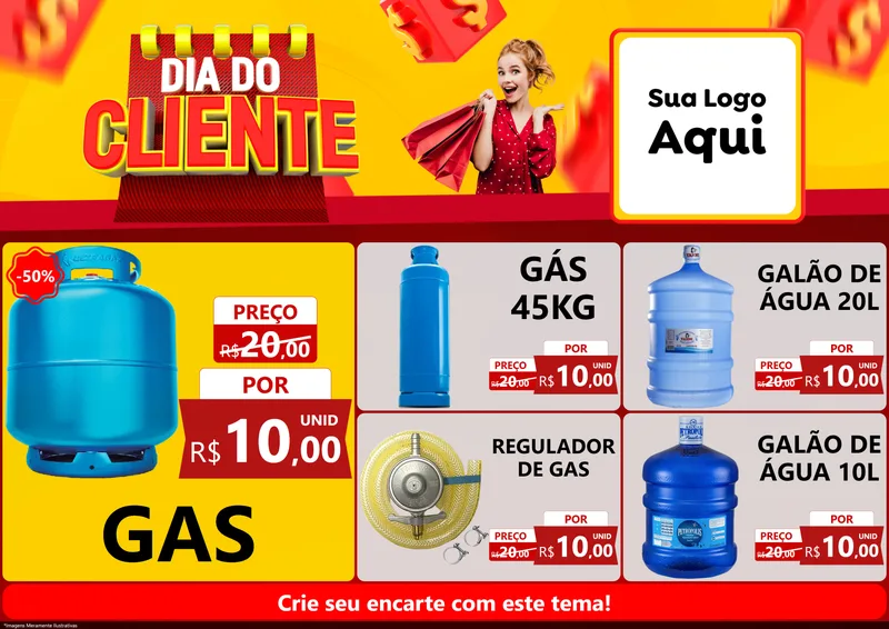 Modelo de Encarte para Encarte A4 Horizontal com o tema Dia do Cliente para Água e gás