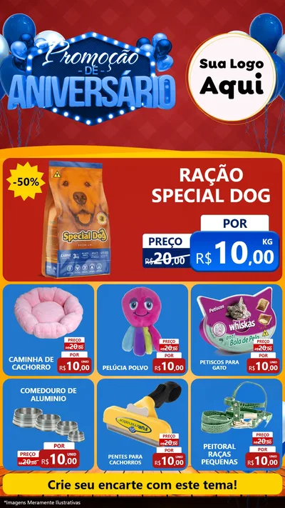 Modelo de Rede Social para Stories com o tema Promoção de Aniversário para Pet Shop