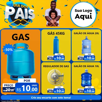 Modelo de Rede Social para Feed Facebook com o tema Dia dos Pais para Água e gás