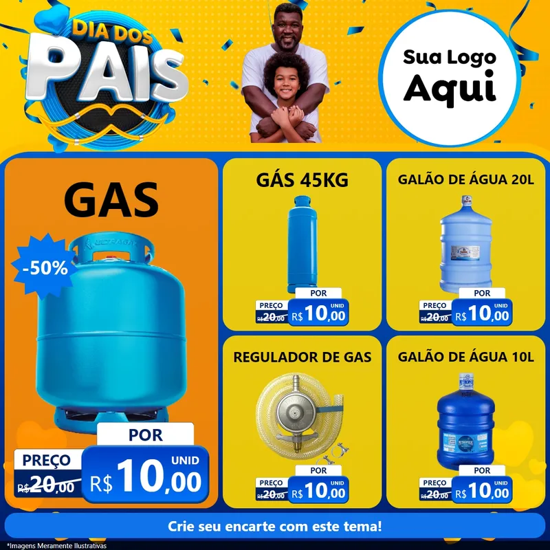 Modelo de Rede Social para Feed Facebook com o tema Dia dos Pais para Água e gás