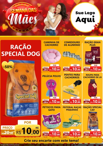Modelo de Encarte para Encarte A4 Vertical com o tema Semana das Mães para Pet Shop