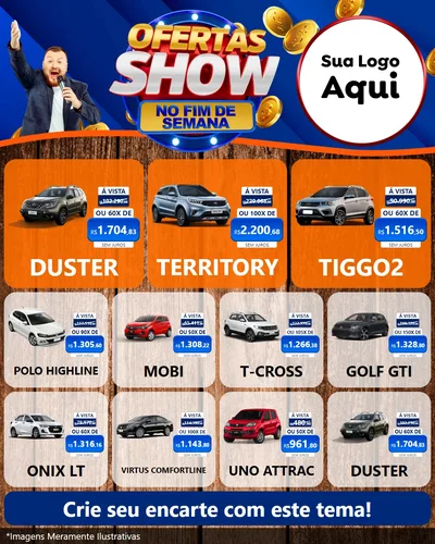 Modelo de Rede Social para Feed Instagram com o tema Ofertas Show No Fim De Semana para Concessionaria de Carros