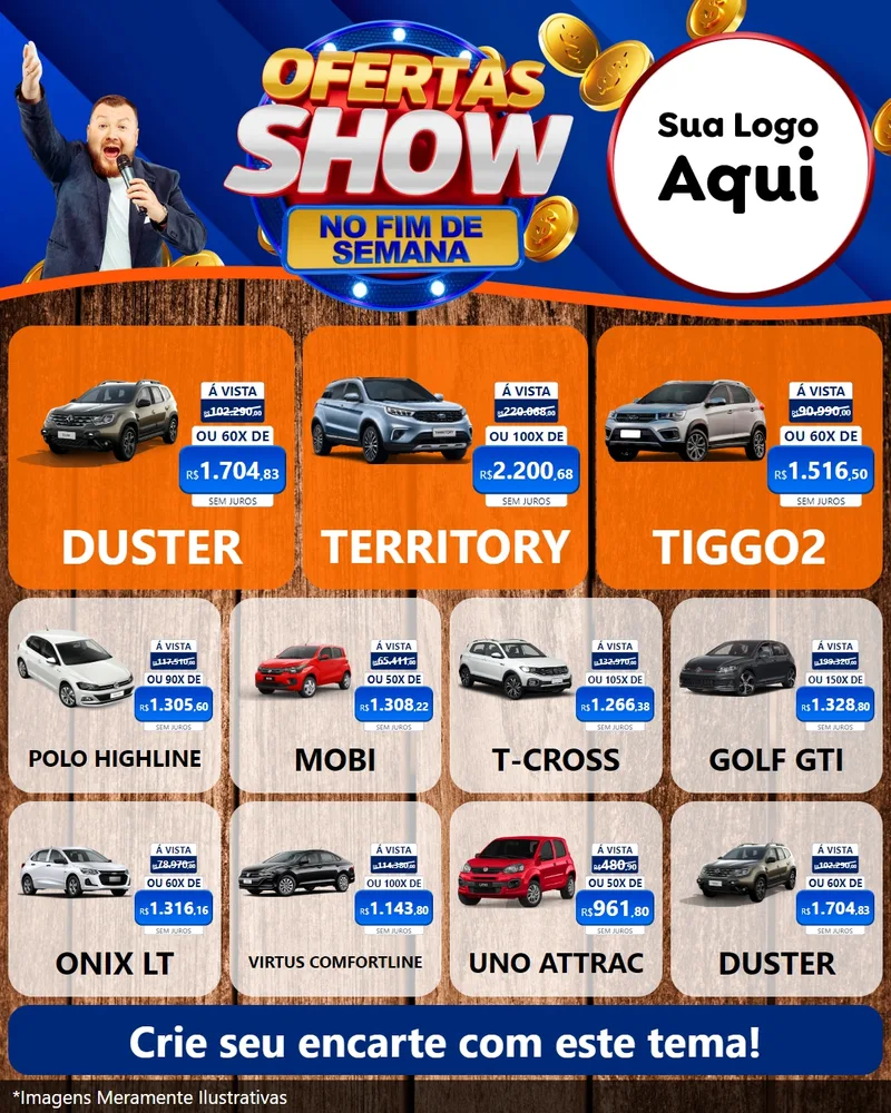 Modelo de Rede Social para Feed Instagram com o tema Ofertas Show No Fim De Semana para Concessionaria de Carros