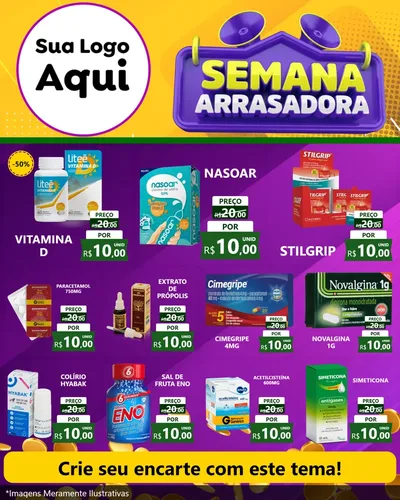 Modelo de Rede Social para Feed Instagram com o tema Semana Arrasadora para Farmácia