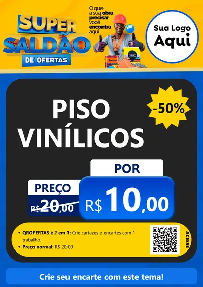 Modelo de Cartaz para Cartaz A4 Vertical com o tema Super Saldão de Ofertas para Material para Construção