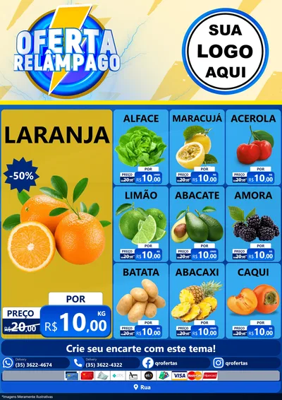 Modelo de Encarte para Encarte A4 Vertical com o tema Oferta Relâmpago para Hortifrúti