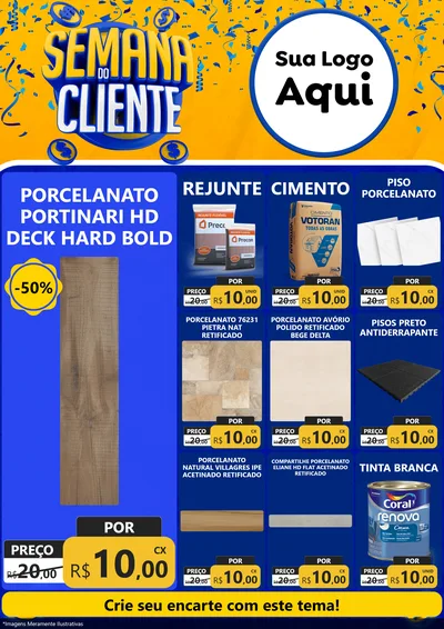 Modelo de Encarte para Encarte A4 Vertical com o tema Semana do Cliente para Pisos e revestimentos