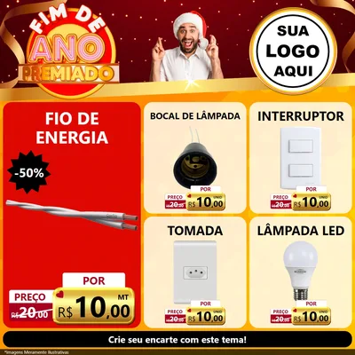 Modelo de Rede Social para Feed Facebook com o tema Fim de Ano Premiado para Materiais Elétricos
