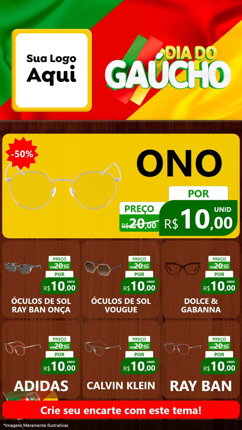 Modelo de Rede Social para Stories com o tema Dia do Gaúcho para Óticas