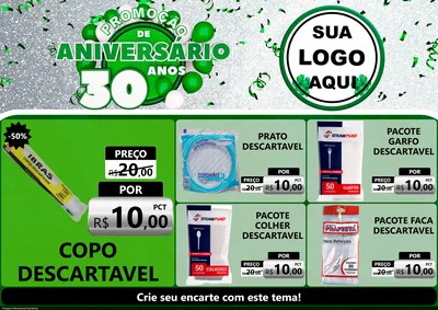 Modelo de Encarte para Encarte A4 Horizontal com o tema Promoção de Aniversário - 30 Anos para Embalagens