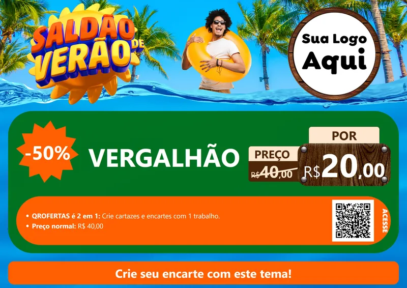 Modelo de Cartaz para Cartaz A4 Horizontal com o tema Saldão de Verão para Ferragens