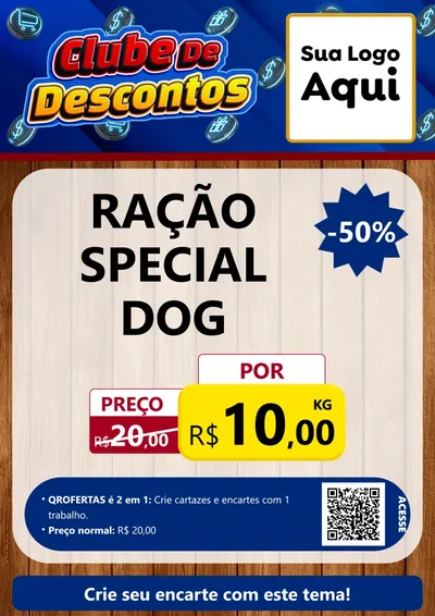Modelo de Cartaz para Cartaz A4 Vertical com o tema Clube de Descontos para Pet Shop