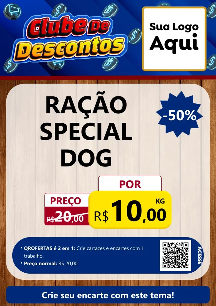 Modelo de Cartaz para Cartaz A4 Vertical com o tema Clube de Descontos para Pet Shop