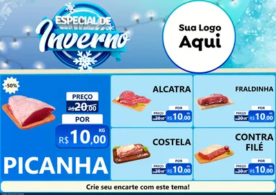 Modelo de Encarte para Encarte A4 Horizontal com o tema Especial de Inverno para Açougue