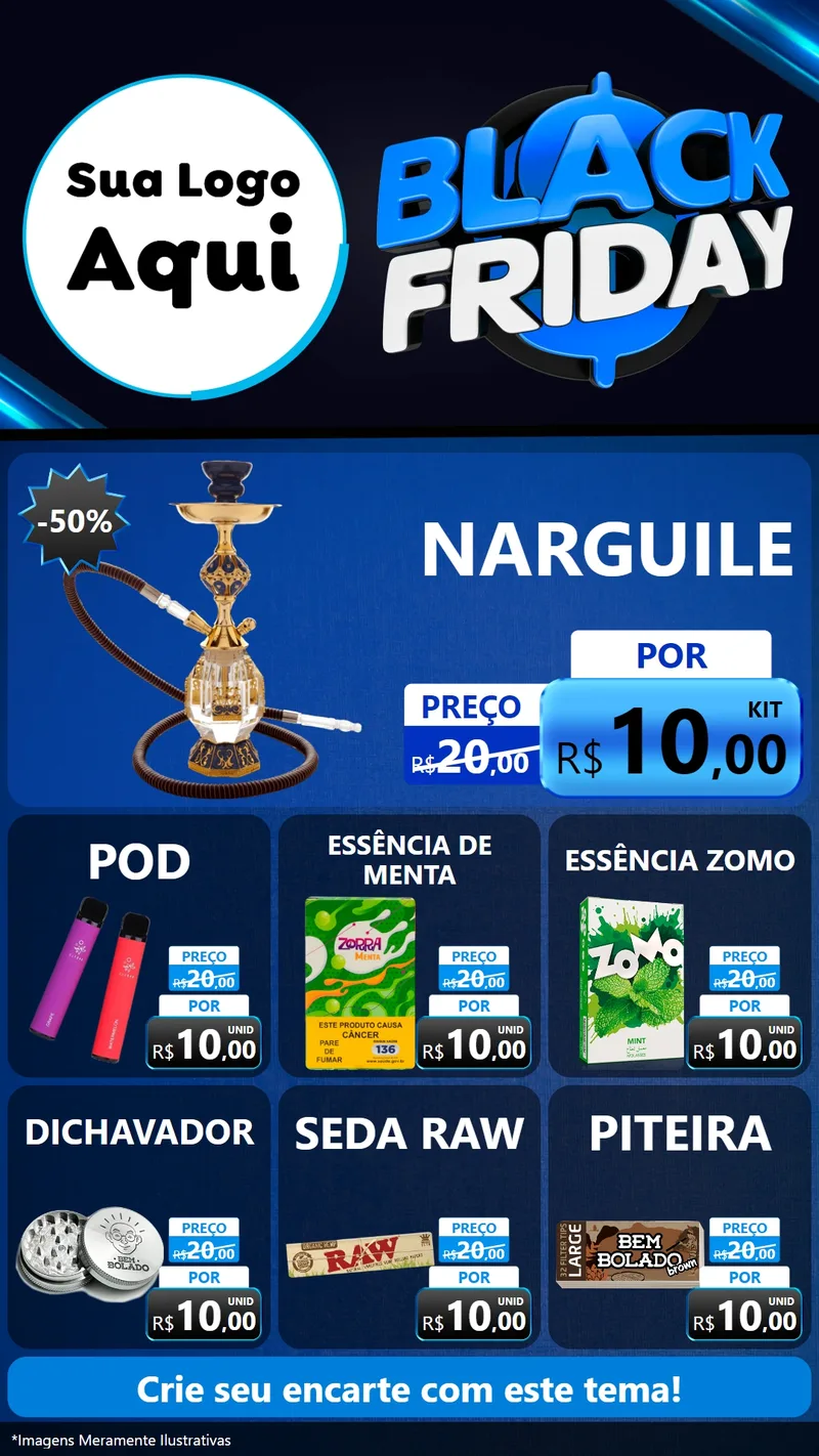 Modelo de Rede Social para Stories com o tema Black Friday para Tabacaria