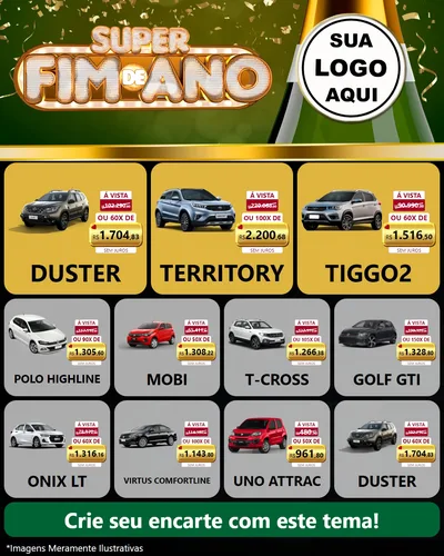 Modelo de Rede Social para Feed Instagram com o tema Super Fim de Ano para Concessionaria de Carros