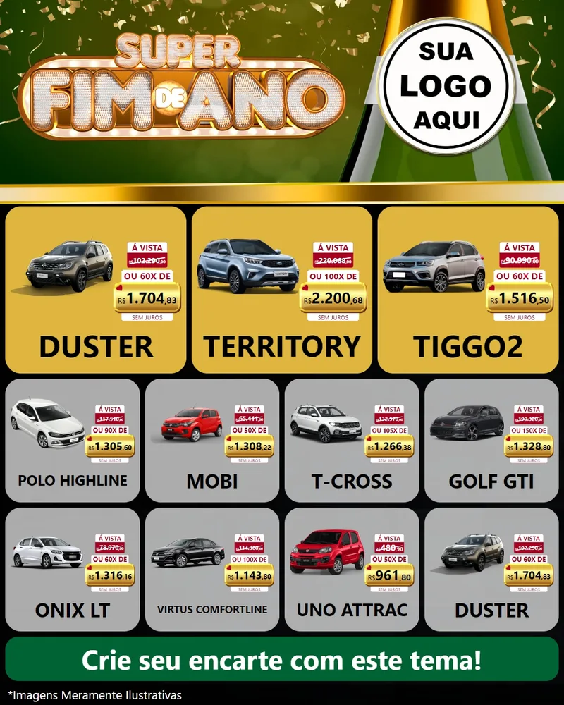 Modelo de Rede Social para Feed Instagram com o tema Super Fim de Ano para Concessionaria de Carros