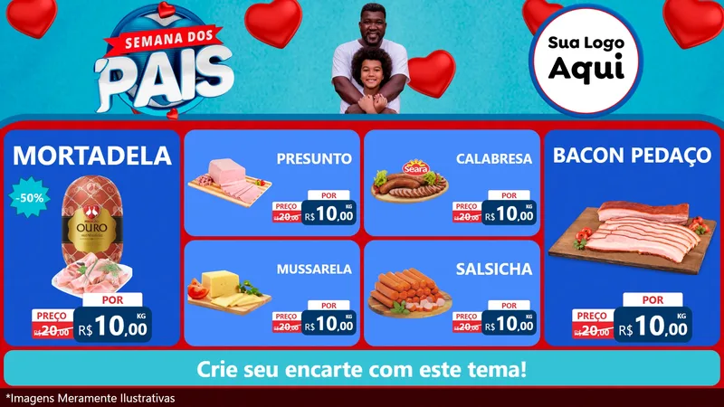 Modelo de TV para TV Horizontal com o tema Semana Dos Pais para Frios e Laticínios