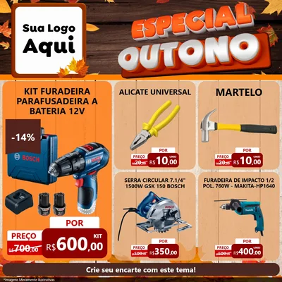 Modelo de Rede Social para Feed Facebook com o tema Especial Outono para Maquinas e Ferramentas