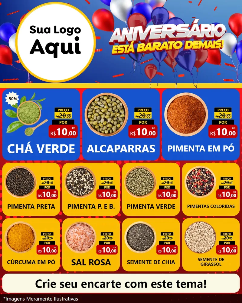 Modelo de Rede Social para Feed Instagram com o tema Aniversário para Produtos Naturais