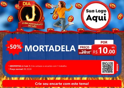 Modelo de Cartaz para Cartaz A4 Horizontal com o tema Dia J - O Dia Mais Barato Do Mês para Frios e Laticínios