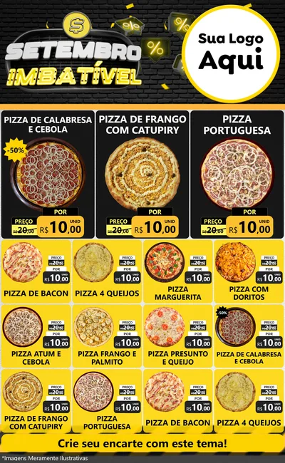 Modelo de Encarte para Encarte Grande com o tema Setembro Imbatível para Pizzaria