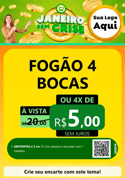 Modelo de Cartaz para Cartaz A4 Vertical com o tema Janeiro Sem Crise para Móveis e Eletro
