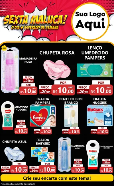 Modelo de Encarte para Encarte Grande com o tema Sexta Maluca! para Bebês