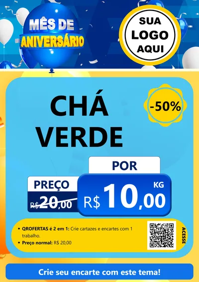 Modelo de Cartaz para Cartaz A4 Vertical com o tema Mês de Aniversário para Produtos Naturais
