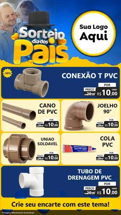 Modelo de TV para TV Vertical com o tema Sorteio Dia Dos Pais para Tubos e conexões