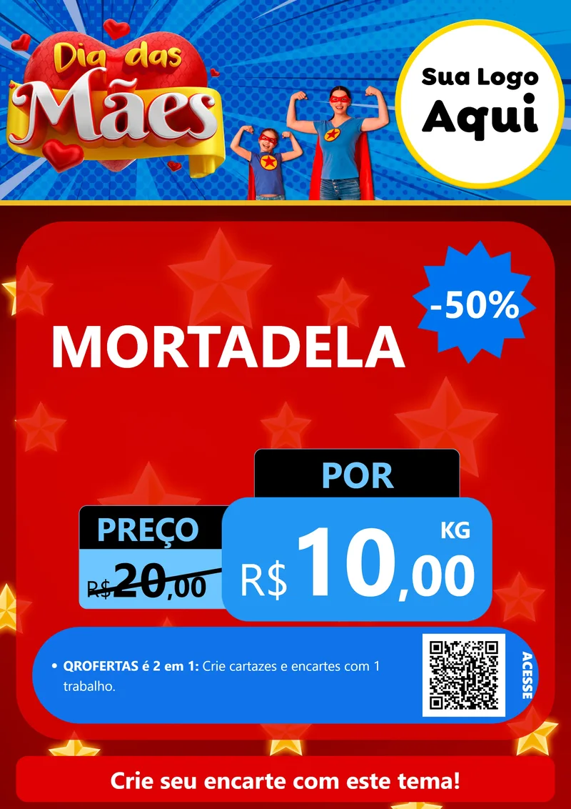 Modelo de Cartaz para Cartaz A4 Vertical com o tema Dia das Mães para Frios e Laticínios