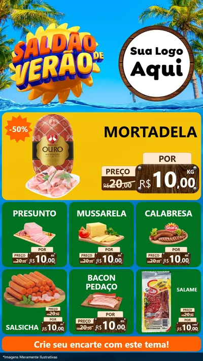 Modelo de Rede Social para Stories com o tema Saldão de Verão para Frios e Laticínios