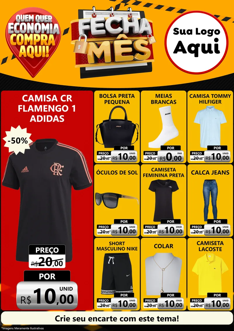Modelo de Encarte para Encarte A4 Vertical com o tema Fecha Mês para Roupas e acessórios