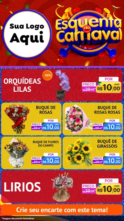 Modelo de TV para TV Vertical com o tema Esquenta de Carnaval para Floricultura e jardim