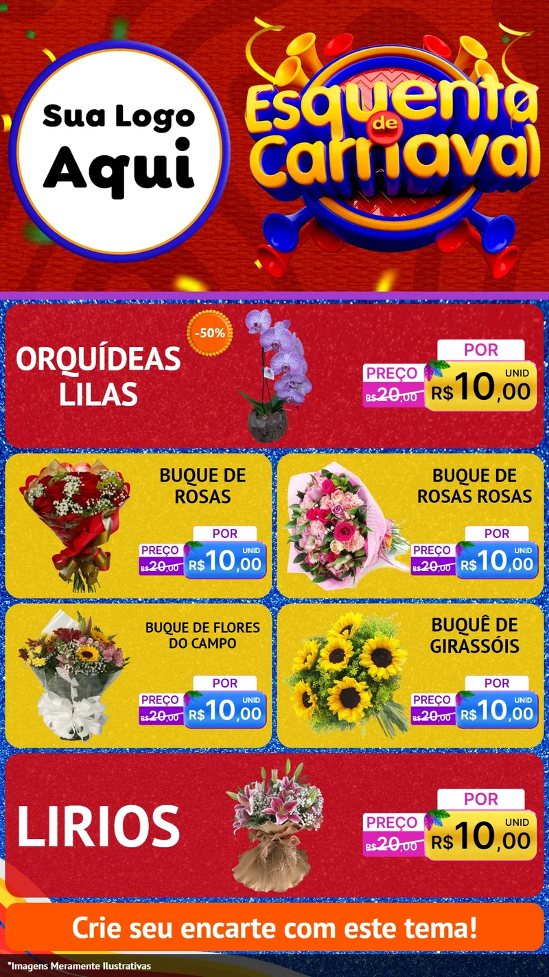 Modelo de TV para TV Vertical com o tema Esquenta de Carnaval para Floricultura e jardim