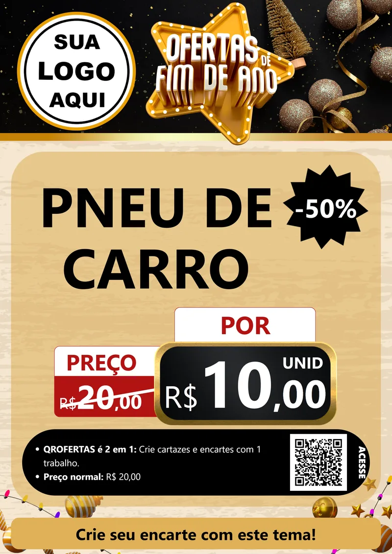 Modelo de Cartaz para Cartaz A4 Vertical com o tema Ofertas de Fim de Ano para Auto peças