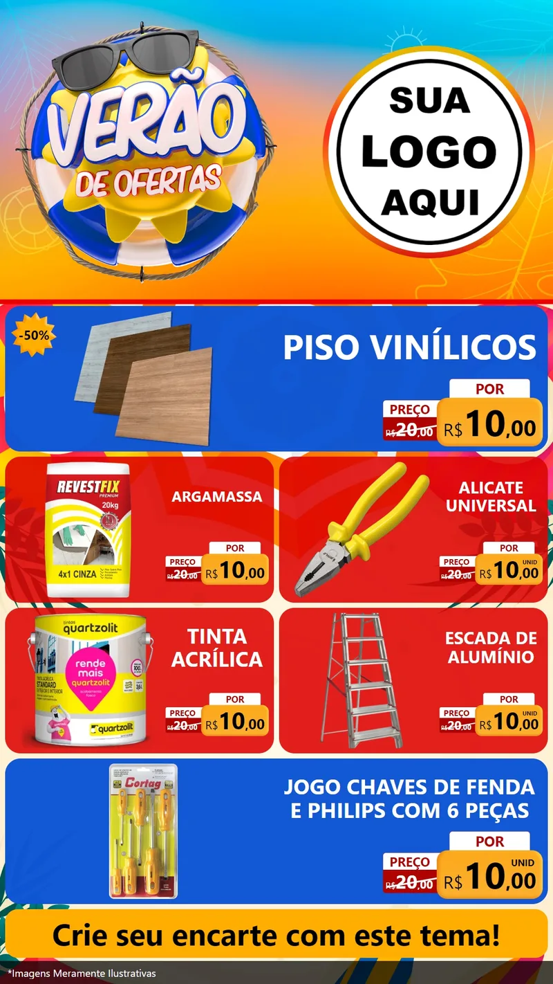 Modelo de TV para TV Vertical com o tema Verão de Ofertas para Material para Construção
