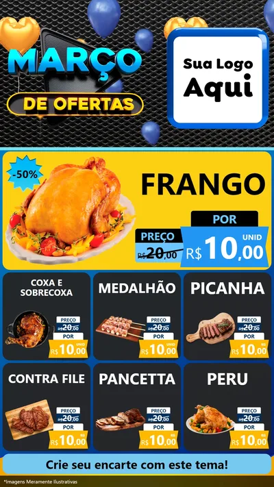 Modelo de Rede Social para Stories com o tema Março de Ofertas para Assados