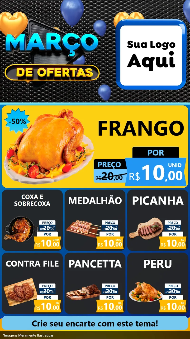 Modelo de Rede Social para Stories com o tema Março de Ofertas para Assados