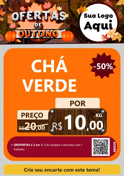 Modelo de Cartaz para Cartaz A4 Vertical com o tema Ofertas de Outono para Produtos Naturais