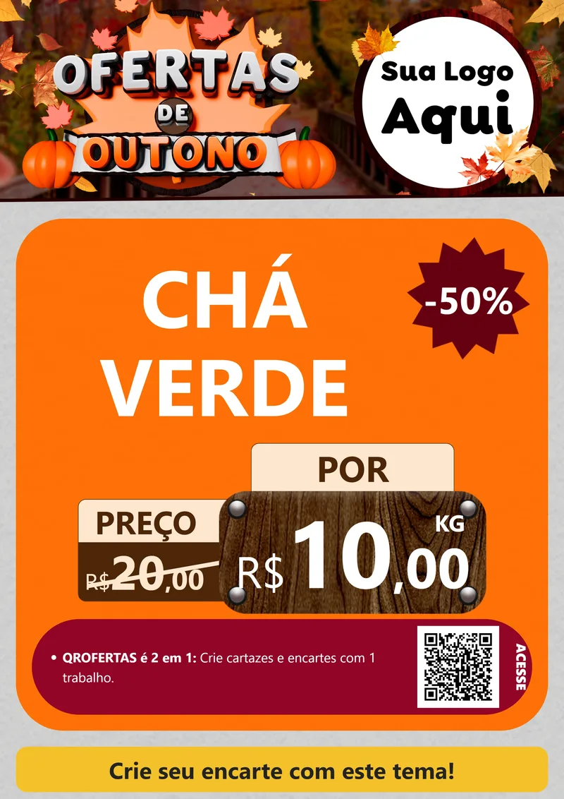 Modelo de Cartaz para Cartaz A4 Vertical com o tema Ofertas de Outono para Produtos Naturais