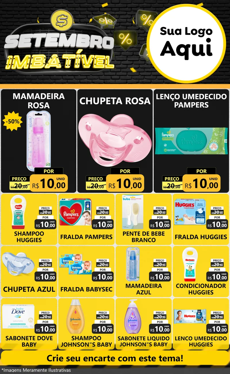 Modelo de Encarte para Encarte Grande com o tema Setembro Imbatível para Bebês