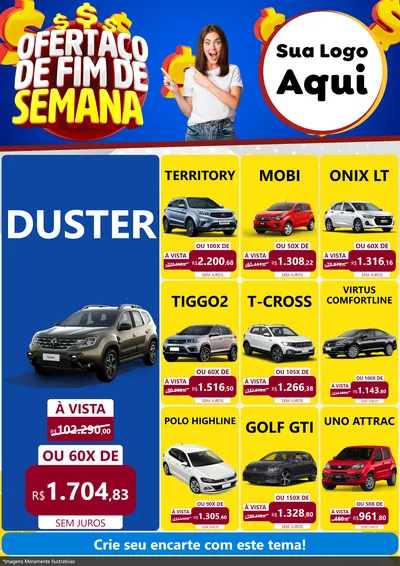 Modelo de Encarte para Encarte A4 Vertical com o tema Ofertaço de Fim de Semana para Concessionaria de Carros